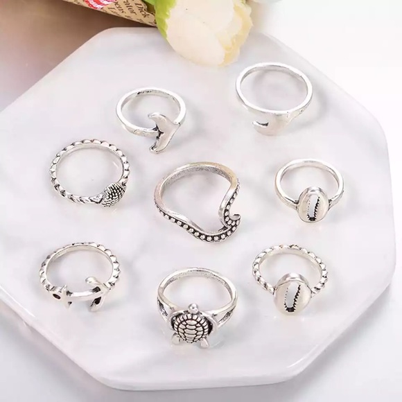 🌊New Set Of 8Pcs Silver Coated Stackable Rings🌊 - Picture 5 of 7